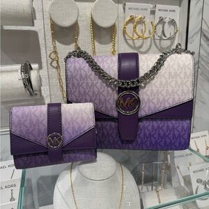 Michael Kors Purple and Cream Crossbody Bag Set